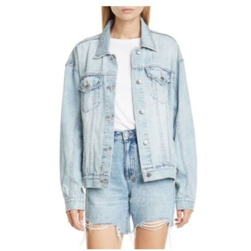 Ksubi Oversized Denim Jacket KARMA Jean Jacket Blue Faded Light Wash Sz M NWT